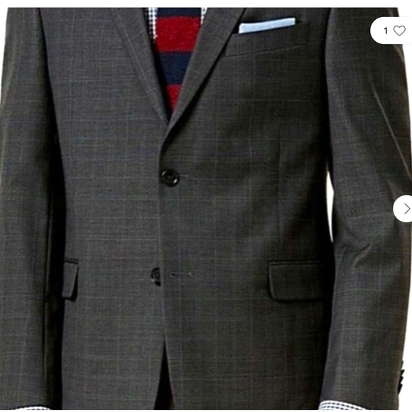 Tommy Hilfiger Mens Suit Jacket Gray Performance Plaid